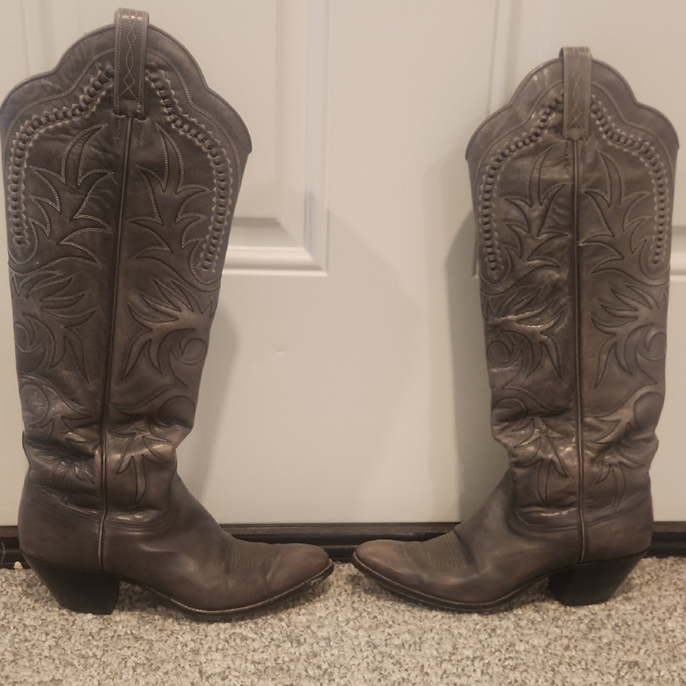 Dan Post Grey Tall Leather Western Boot
